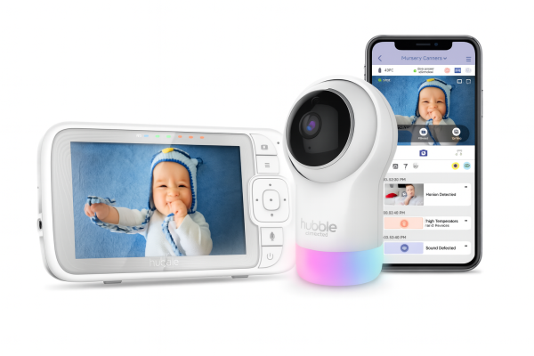 בייבי מוניטור חכם מצלמת Wi-Fi, מסך 5 אינץ’ ואפליקציה בעברית +Hubble NURSERY PAL GLOW