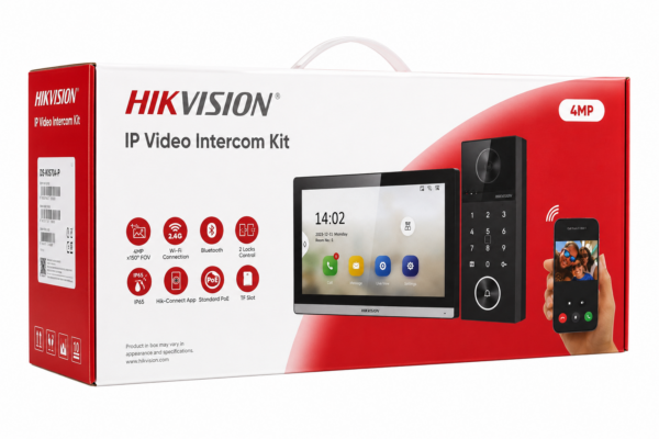 ערכת אינטרקום וידאו IP Hikvision 4MP עם מסך מגע ואפליקציה